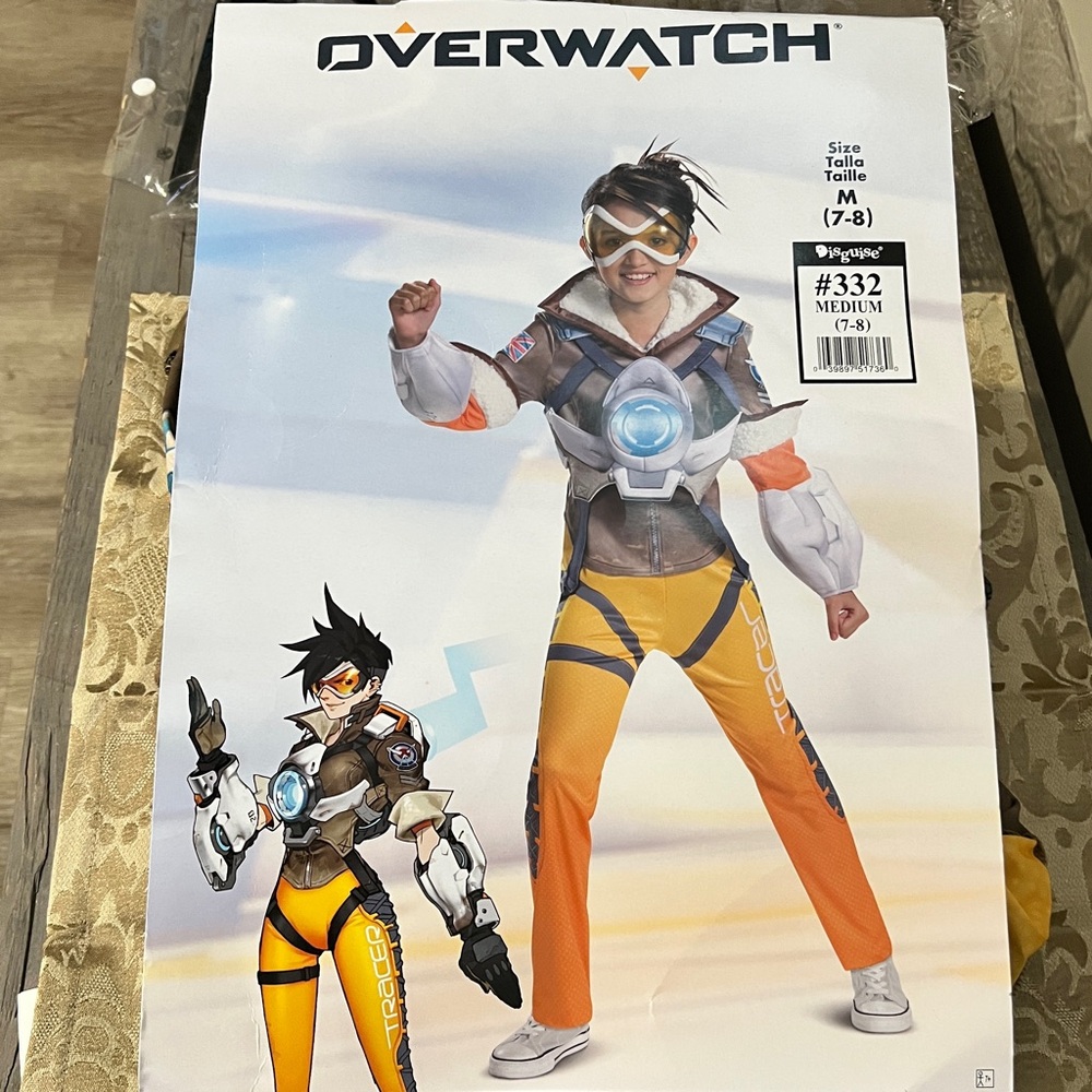 Overwatch Tracer Deluxe Child Halloween Deluxe Costume Size Child  M 7/8 NOS